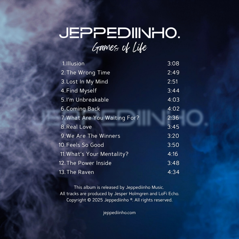 Jeppediinho Album - Games of Life (Back Cover) Jeppediinho Album "Games of Life". Released in October 2025.